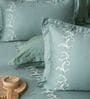 Pastel Aqua 300TC 100% Cotton Solids Flat Embroidered Super King Bedsheet With 2 Pillow Covers