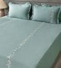 Pastel Aqua 300TC 100% Cotton Solids Flat Embroidered Super King Bedsheet With 2 Pillow Covers