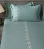 Pastel Aqua 300TC 100% Cotton Solids Flat Embroidered Super King Bedsheet With 2 Pillow Covers