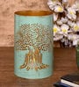 Pastel Blue Tree Of Life Blue Metal Table Tea Light Holder