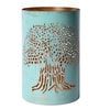 Pastel Blue Tree Of Life Blue Metal Table Tea Light Holder