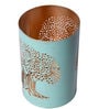 Pastel Blue Tree Of Life Blue Metal Table Tea Light Holder