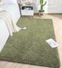 Pastel Green Geometrical Microfiber 4 x 6 Feet Machine Made Carpet