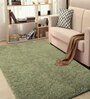 Pastel Green Geometrical Microfiber 4 x 6 Feet Machine Made Carpet