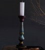 Pastel Period Black Solid Wood Candle Holder