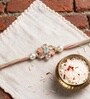 Pastel Pink Premium Handmade Designer Rakhi With Crystal Charm & Anchor Non-Bleeding Cotton Thread