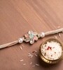 Pastel Pink Premium Handmade Designer Rakhi With Crystal Charm & Anchor Non-Bleeding Cotton Thread