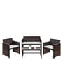 Patio Wicker Table and Chair Set in Brown & Cream Colour