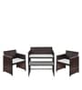 Patio Wicker Table and Chair Set in Brown & Cream Colour