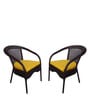Bologna Wicker Patio Chairs in Corduroy Brown Finish Set Of 2