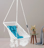 Premium Square shape Fabric Swing in White & Blue Colour