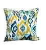 Blue and White Printed Patola Silk Blend Ikat 16 x 16 Inches Cushion Cover