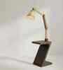 Patrice Wooden Shelf Floor Lamp with Wooden Shade & Brown Base
