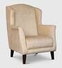 Patrona Fabric Wing Chair in Beige Colour