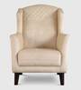 Patrona Fabric Wing Chair in Beige Colour