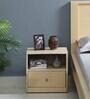 Paulina Solid Wood Bedside Table In Gold Wash Finish With Drawer
