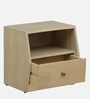Paulina Solid Wood Bedside Table In Gold Wash Finish With Drawer