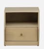 Paulina Solid Wood Bedside Table In Gold Wash Finish With Drawer