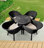 Pavillion Wicker Outdoor Table with 4 Chair in Courduroy Black Finish
