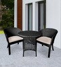 Pavillion Wicker Outdoor Table with Chair Sets in Courduroy Black Finish