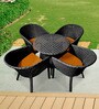 Pavillion Wicker Outdoor Table with 4 Chair in Courduroy Black Finish