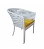 Pavillion Wicker Outdoor Table with Chair Sets in Courduroy White Finish