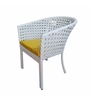 Pavillion Wicker Outdoor Table with Chair Sets in Courduroy White Finish