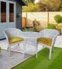 Pavillion Wicker Outdoor Table with Chair Sets in Courduroy White Finish