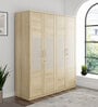 Paz 4 Door Wardrobe In Santano Oak & Bamboo Flute Colour In Melamine Finish With Drawer & Locker