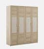 Paz 4 Door Wardrobe In Santano Oak & Bamboo Flute Colour In Melamine Finish With Drawer & Locker