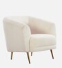 Paz Boucle Fabric Lounge Chair In Beige Colour