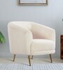 Paz Boucle Fabric Lounge Chair In Beige Colour