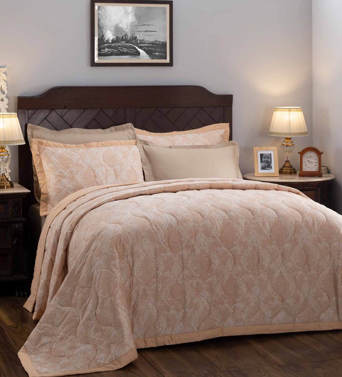 Buy Peach Cotton 100 Room Temperature Double Bed Quilt by Maspar at 26