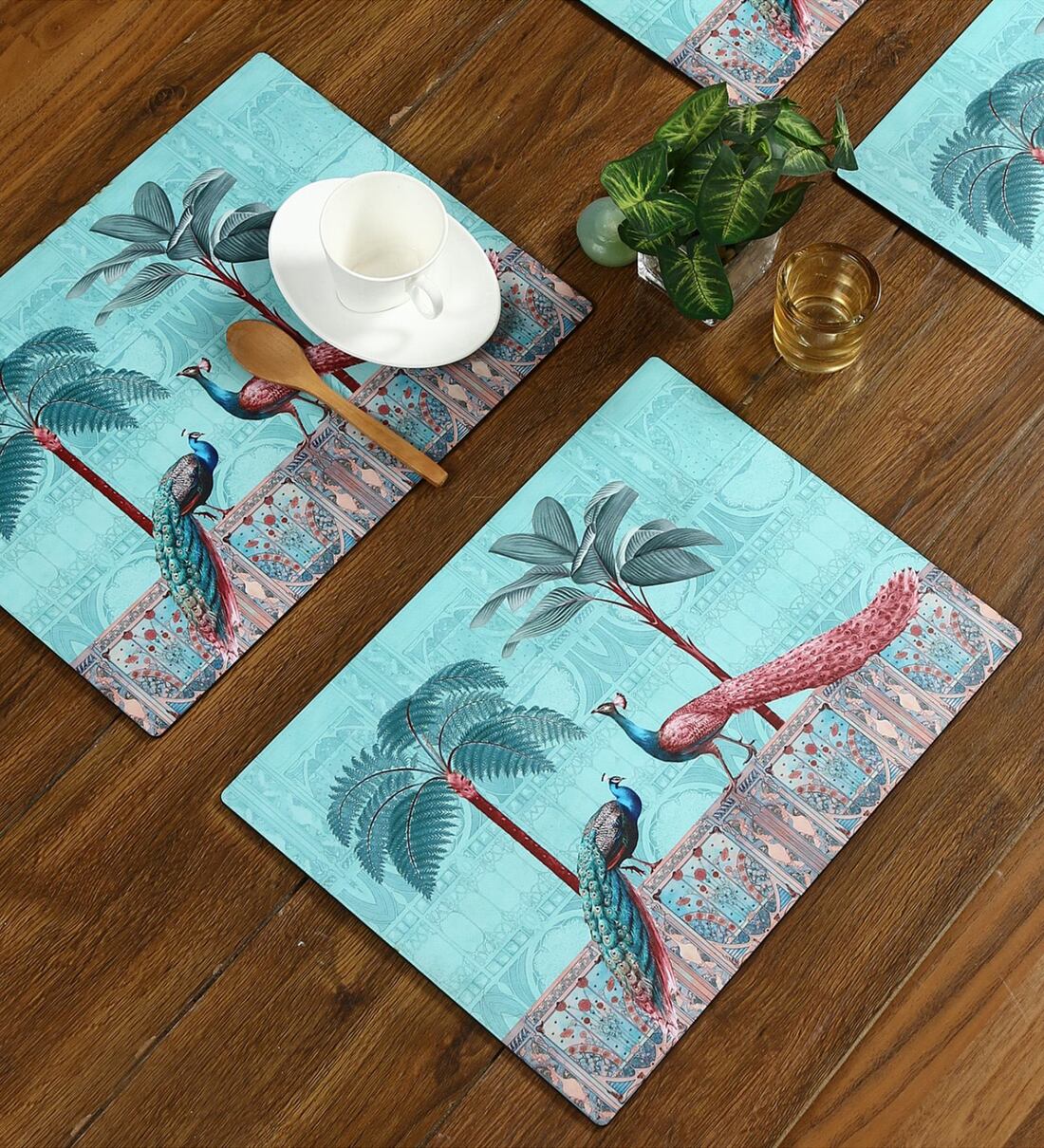 Buy Peacock Turquoise ( 16 X 12) MDF Placemat (Set of 6) at 25 OFF by