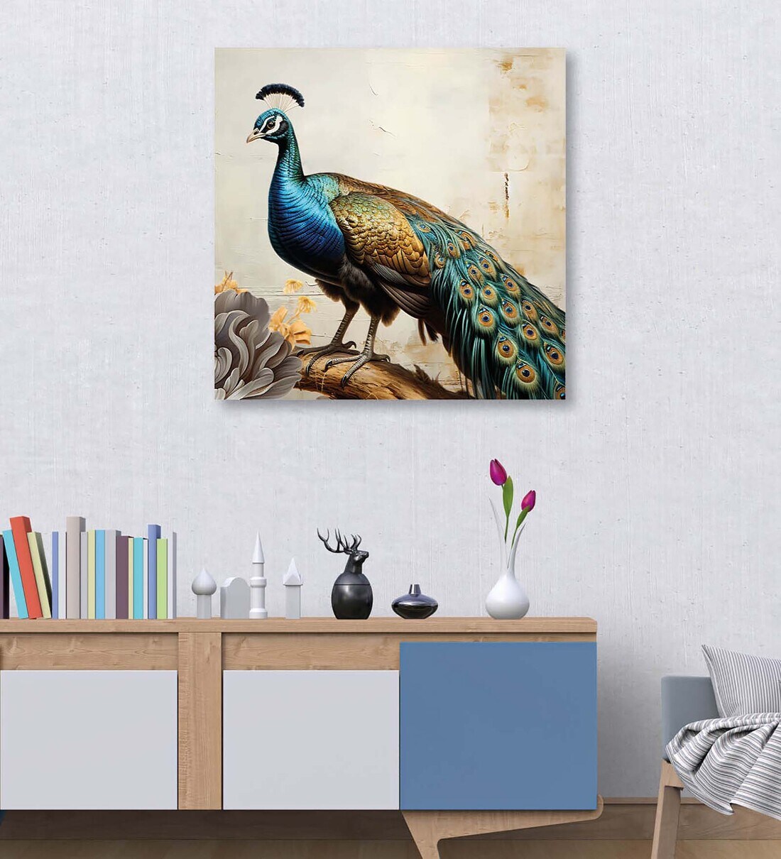 Buy Peacock Bird Multicolour Pine Wood Art Print at 31% OFF by Olive ...