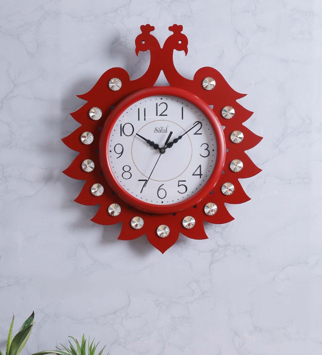 Buy Peacock Designer Engineered Wood Wall Clock By Safal Quartz Online