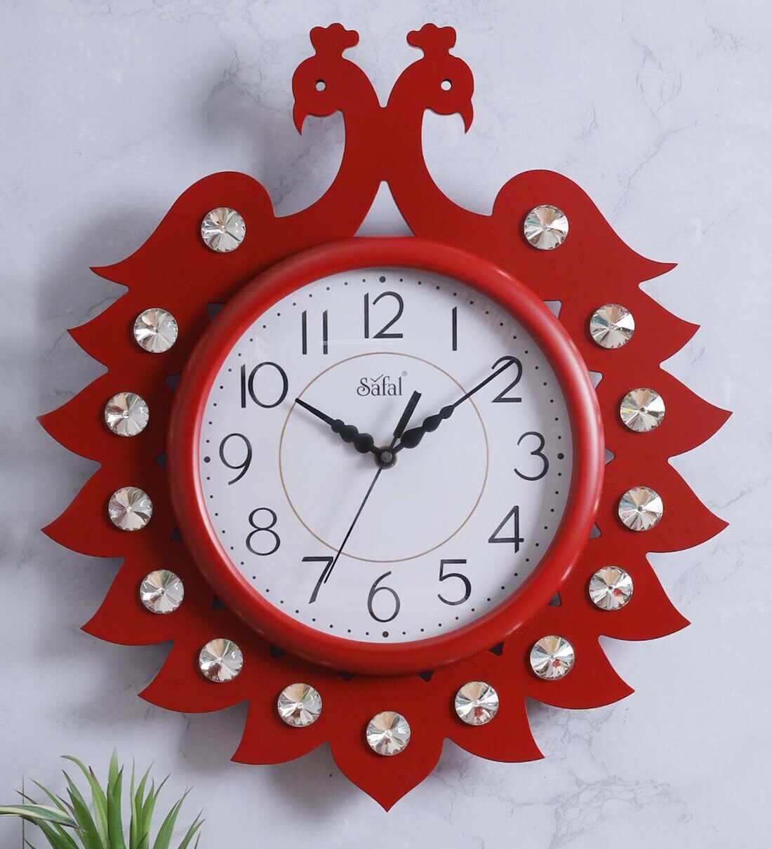 Buy Peacock Designer Engineered Wood Wall Clock By Safal Quartz Online