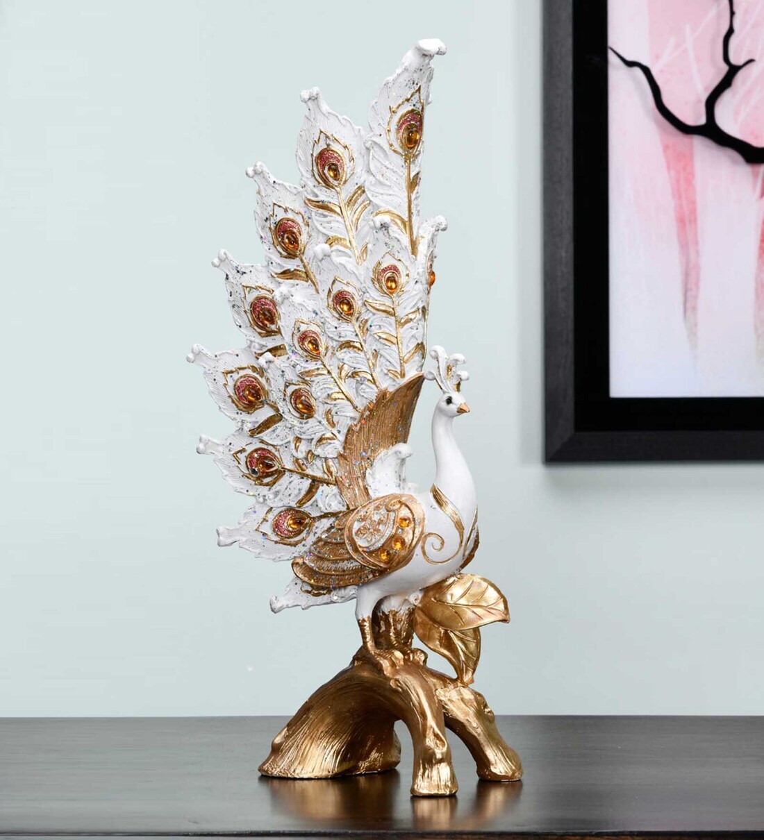 Buy Peacock On Stand Polyresin Bird Figurine by home at 55 OFF by home Pepperfry