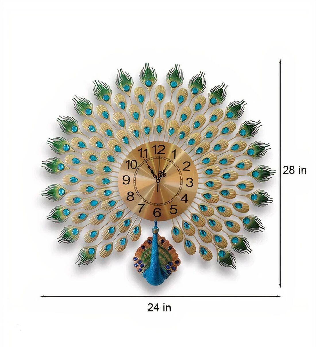 Buy Peacock Wall Clock by Radhika Handicrafts Online Novelty Wall