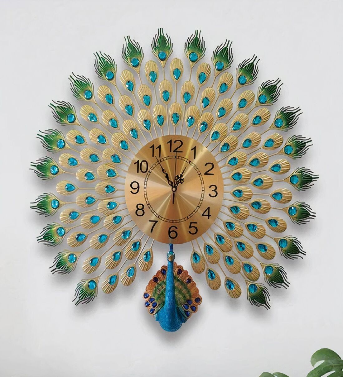 Buy Peacock Wall Clock by Radhika Handicrafts Online Novelty Wall