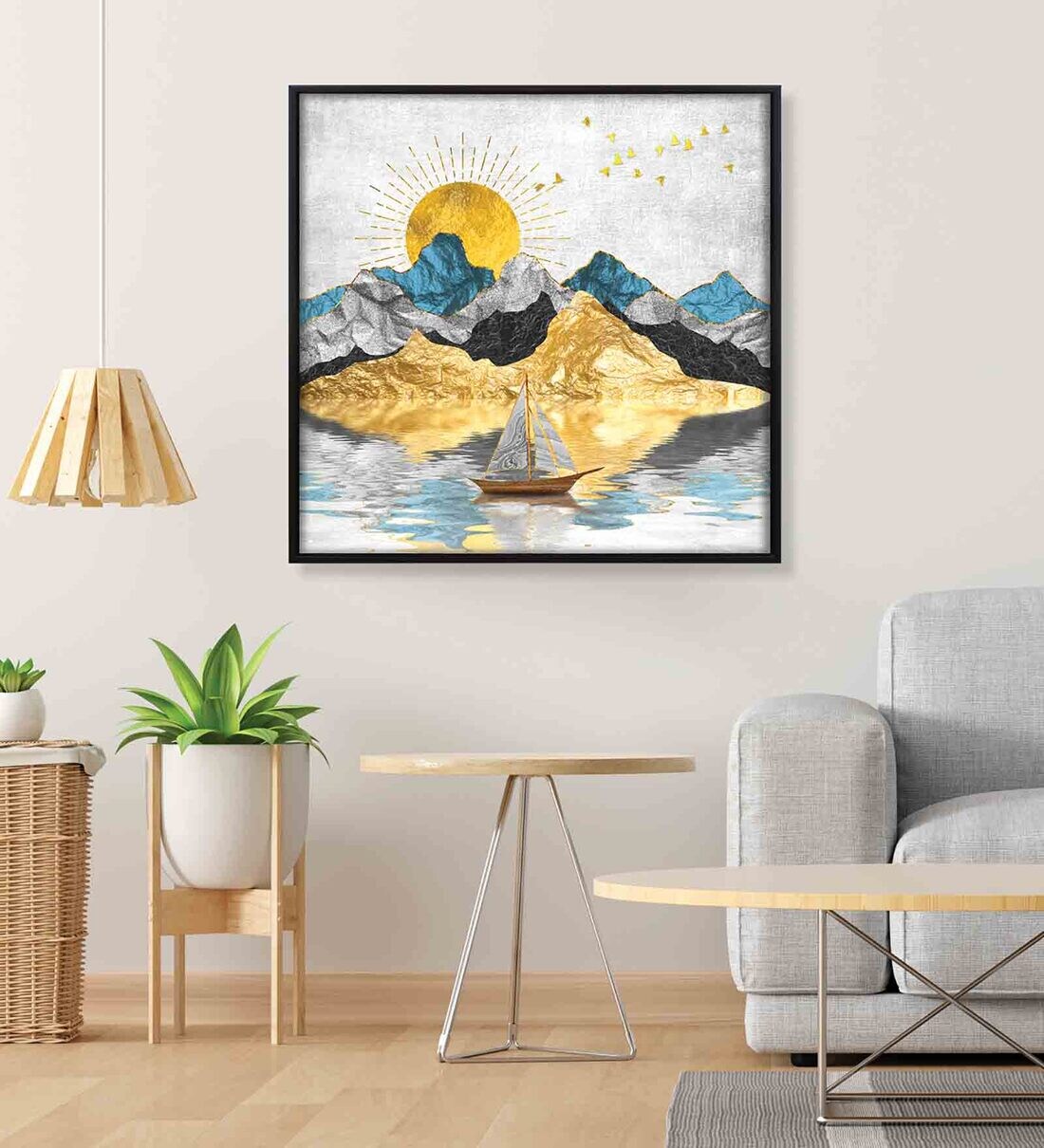 Buy Mountain Scenary Multicolour Canvas Framed Wall Painting at 21% OFF ...