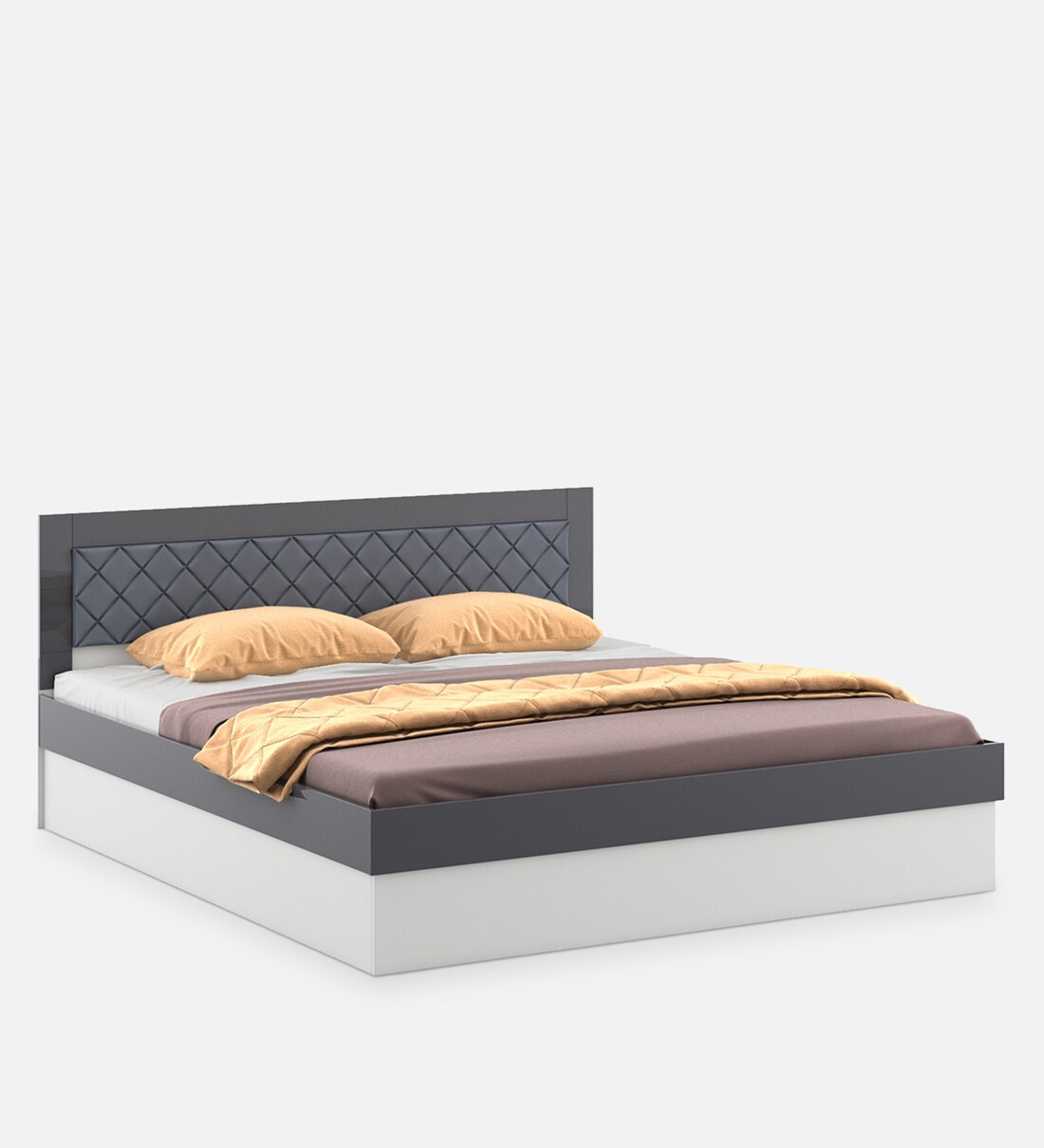 Buy Pearl King Size Bed in Frosty White Finish with Box Storage by A ...