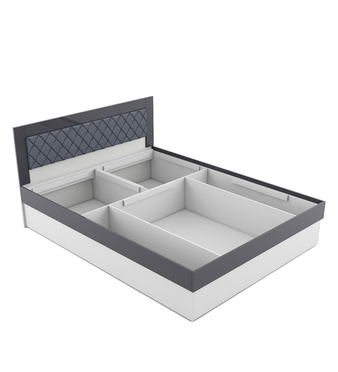 Buy Pearl Queen Size Bed in Grey & White Glossy Finish with Hydraulic