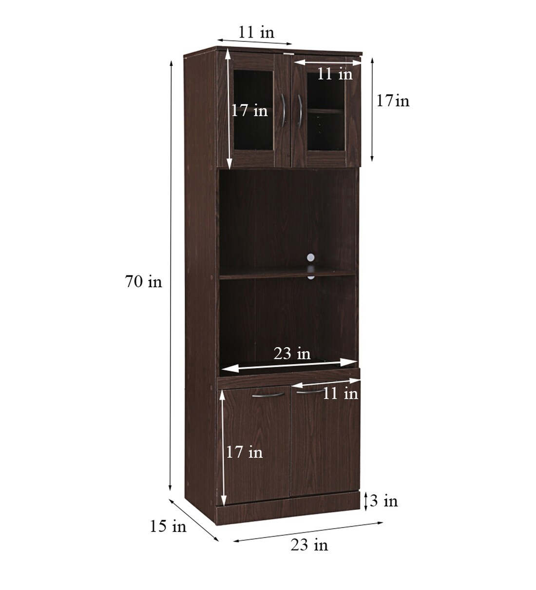 Buy Penelope Crockery Unit in Oak Brown Finish by HomeTown Online