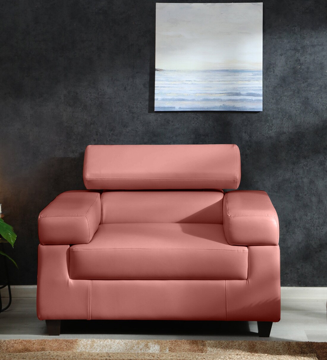 Buy Penza Velvet 1 Seater Sofa in Blush Colour at 13 OFF by Woodsworth
