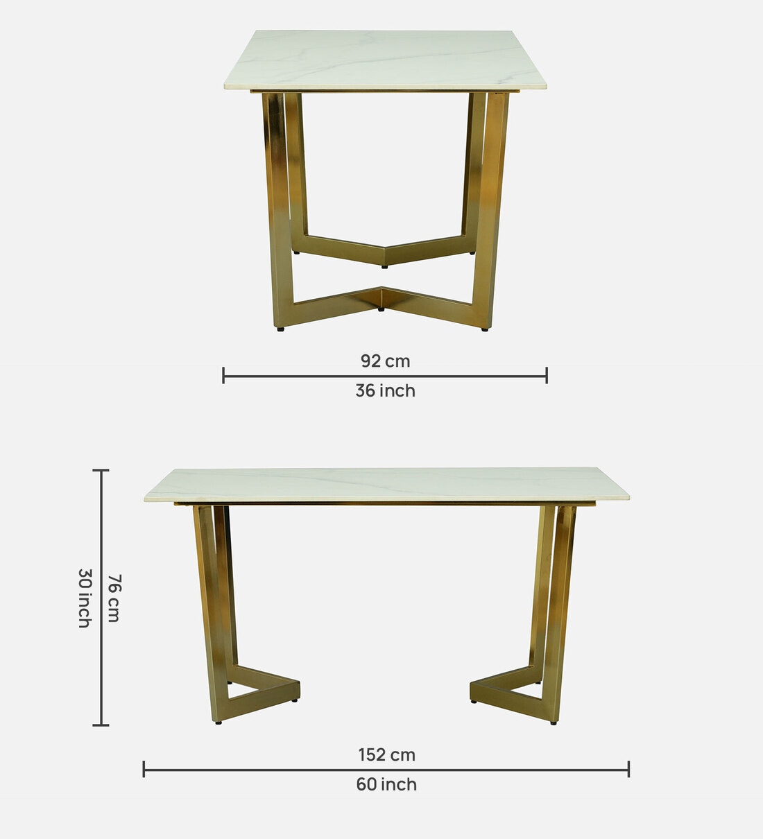 Buy Enrico 6 Seater Dining Set With Porcelain Top & Golden Base Online