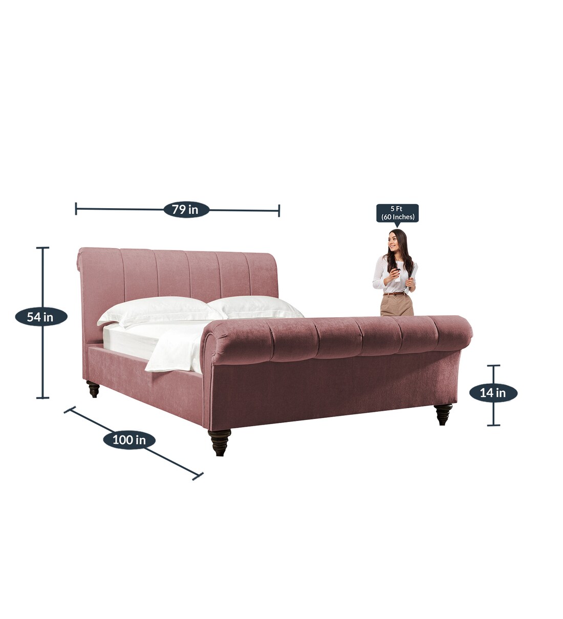 Buy Perfect Fabric Upholstered King Size Bed in Ba Colour by Dreamzz
