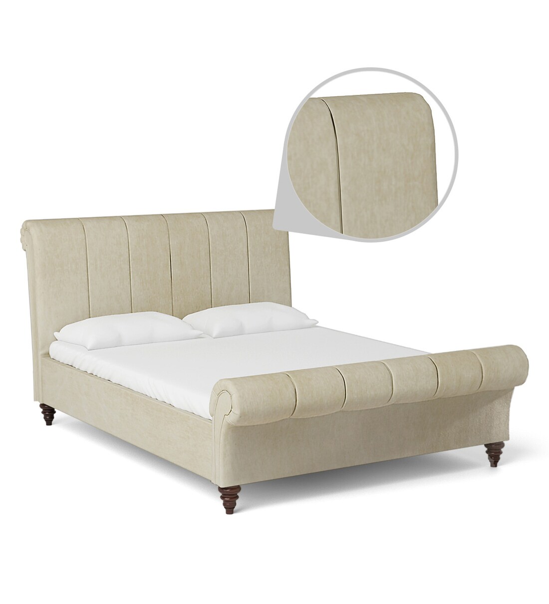 Buy Perfect King Size Upholstered Bed in Beige Colour by Dreamzz