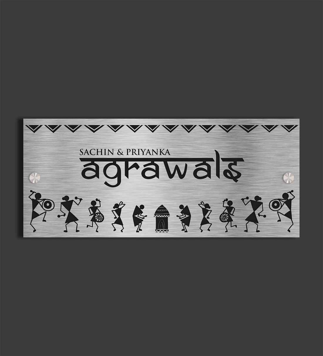 Buy Personalised Warli Etched Stainless Steel Name Plate By Engrave Online Name Plates Name Plates Home Decor Pepperfry Product