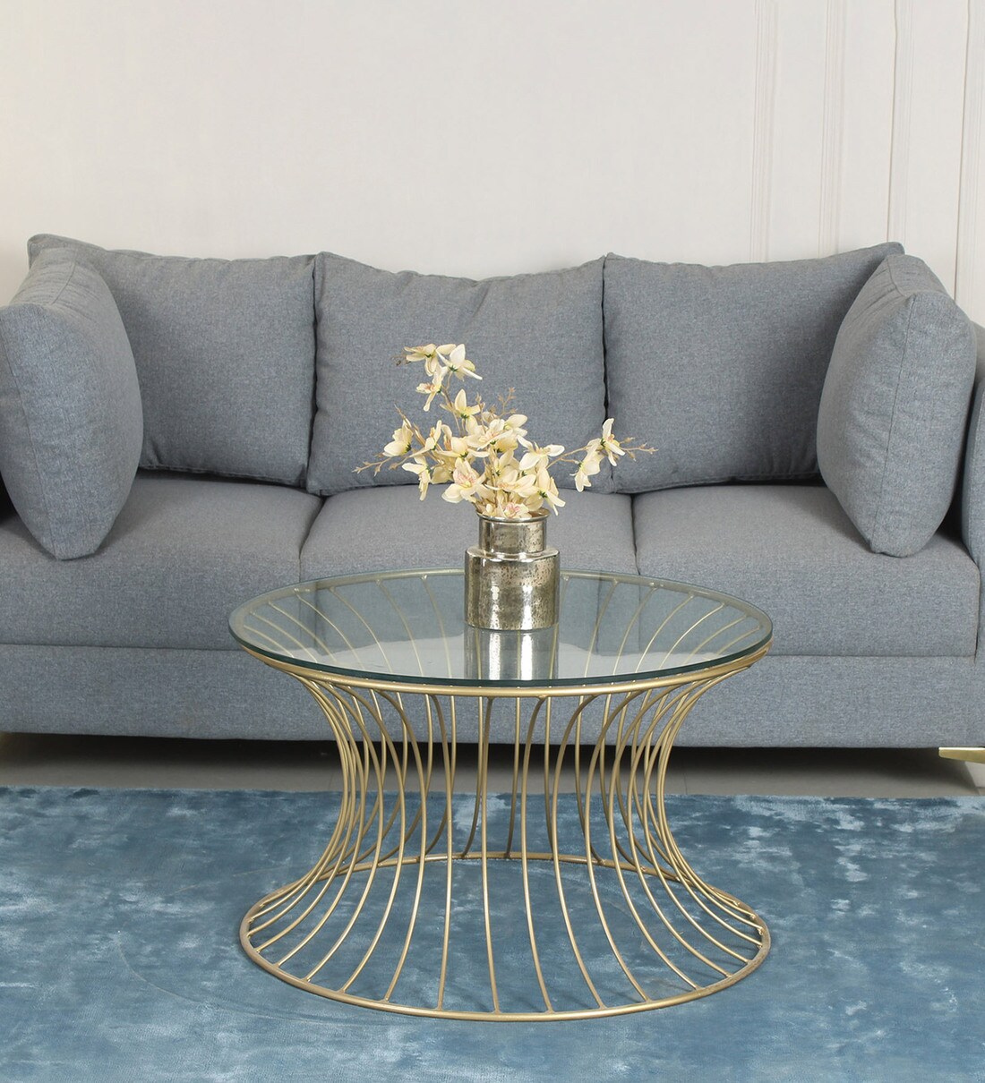 Buy Perth Metal Coffee Table In Golden Finish With Glass Top at 40 OFF